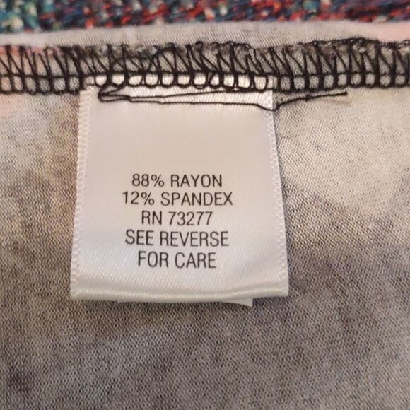 Apt. 9, size S orange lavender yellow black geometric pullover spandex dress - Picture 5 of 8